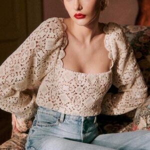 Sezane crochet lace blouse